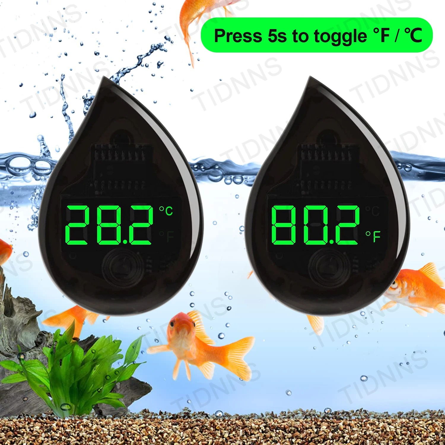 Planted Aquarium Temperature - Termômetro Digital LCD Autoadesivo para Aquário