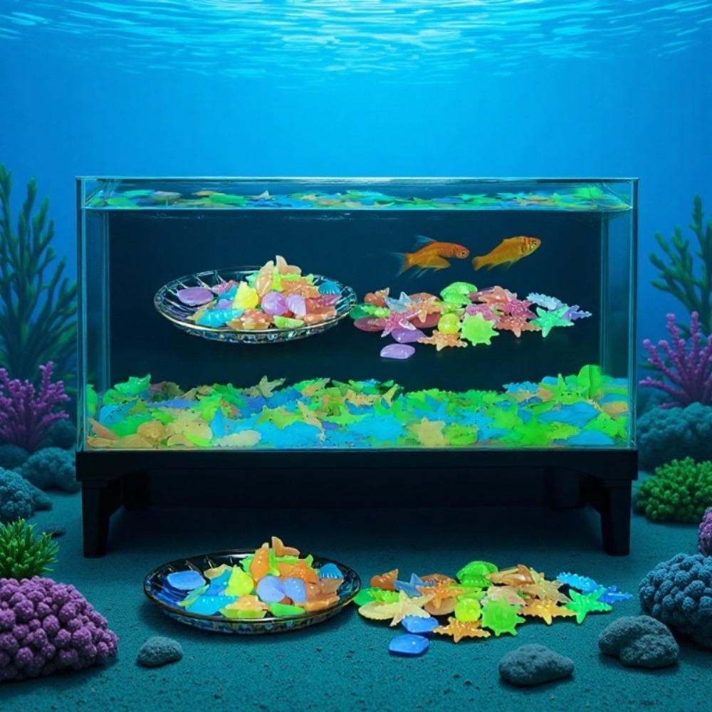 Planted Aquarium Equipment - Pedras oceânicas luminosas, conchas fluorescentes, estrelas-do-mar