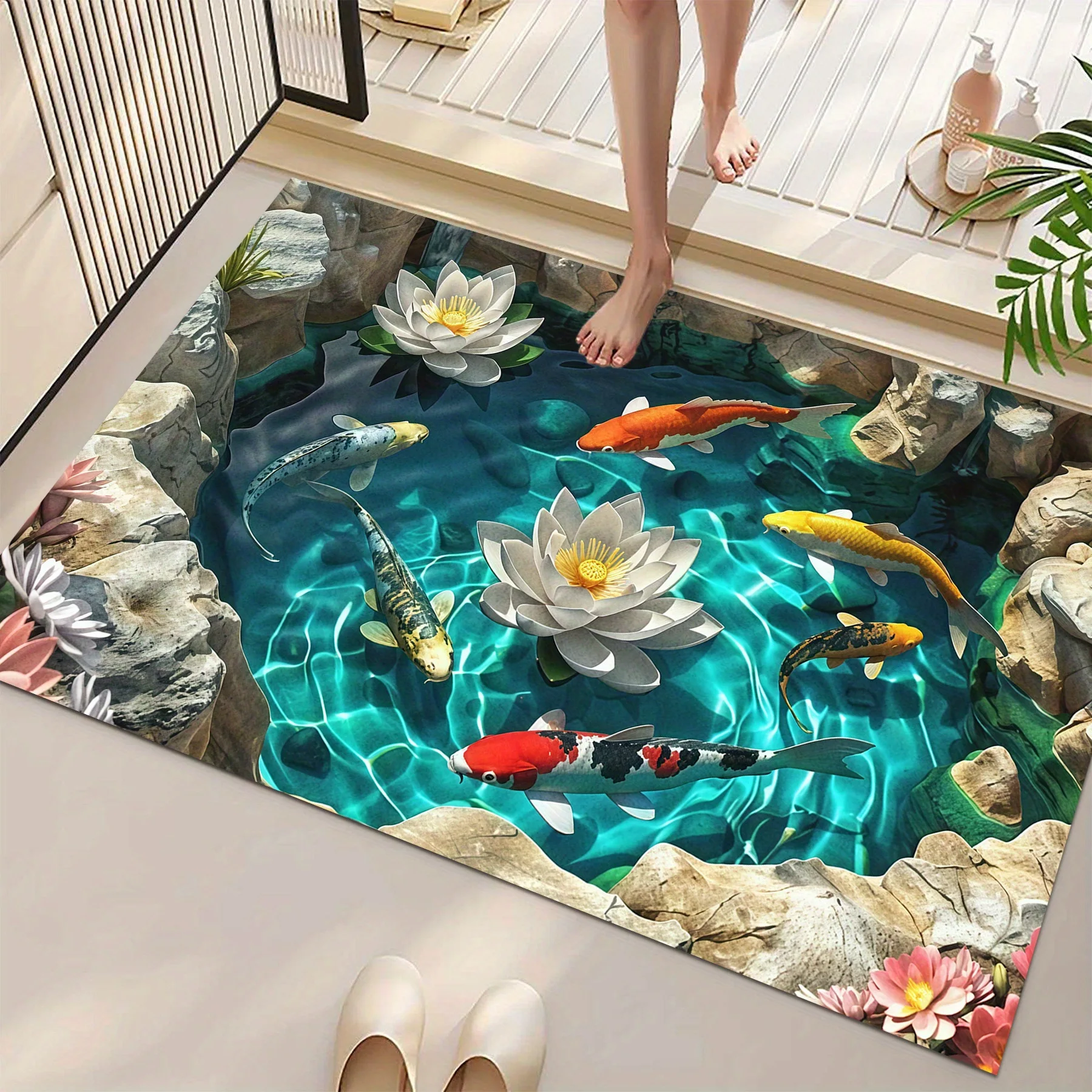 Tapete de Banho 2D com Peixe K - Aquarium Plant Echinodorus avaliação e preço